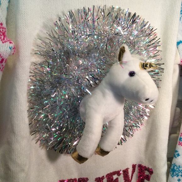 Ugly Christmas Sweater Unicorn themed juniors XXL - Picture 2 of 6